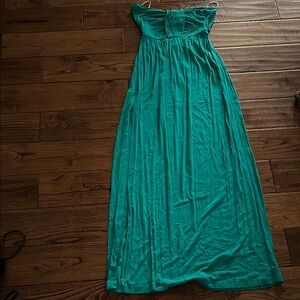 Elegant Teal Strapless Maxi Dress